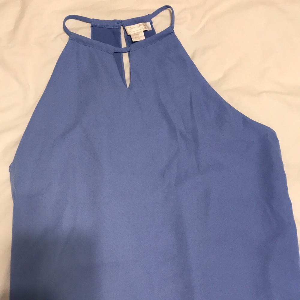 Blue chiffon tank